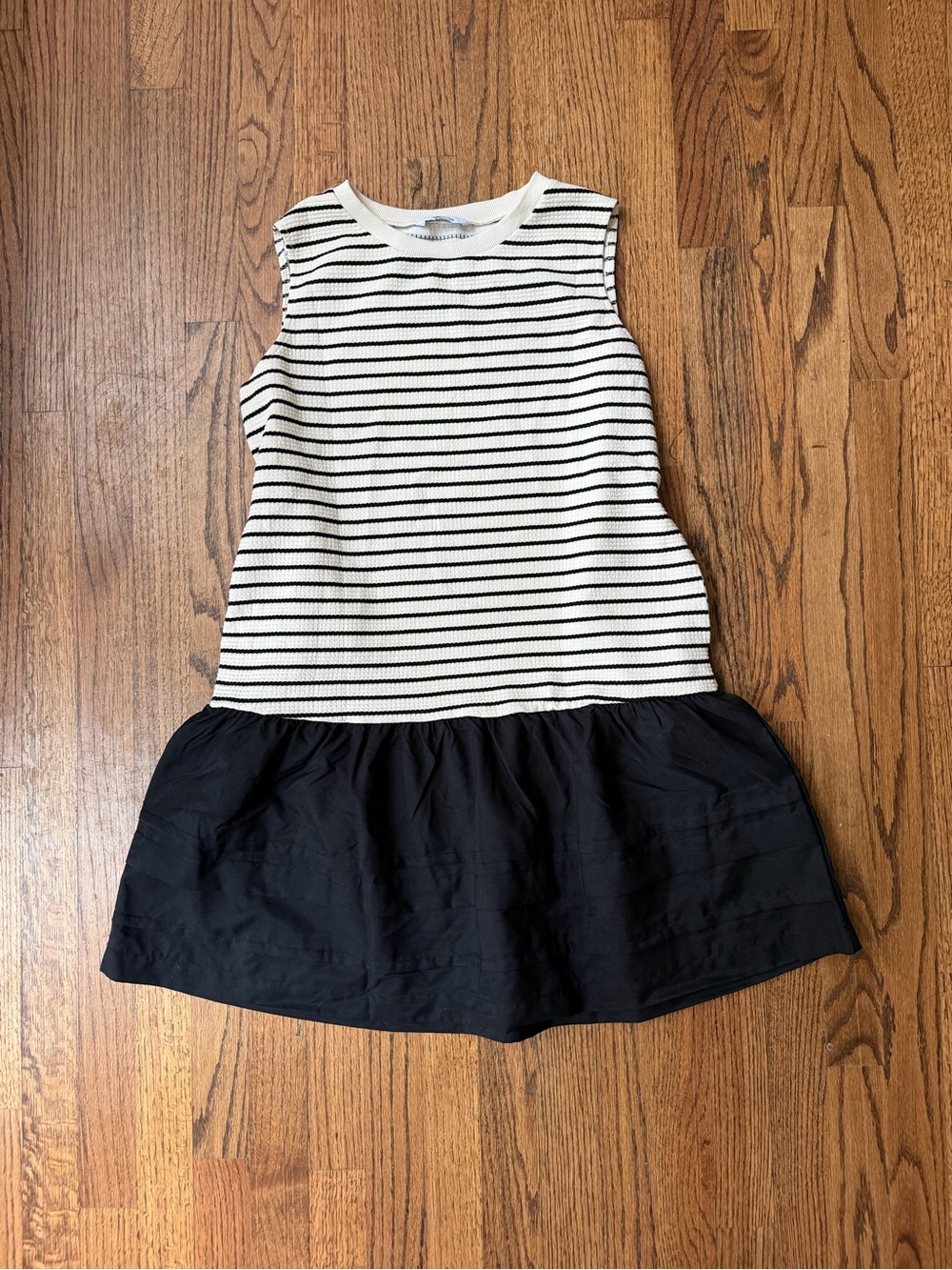 Wenrine Striped Knit & Black Drop Waist Skirt Dress